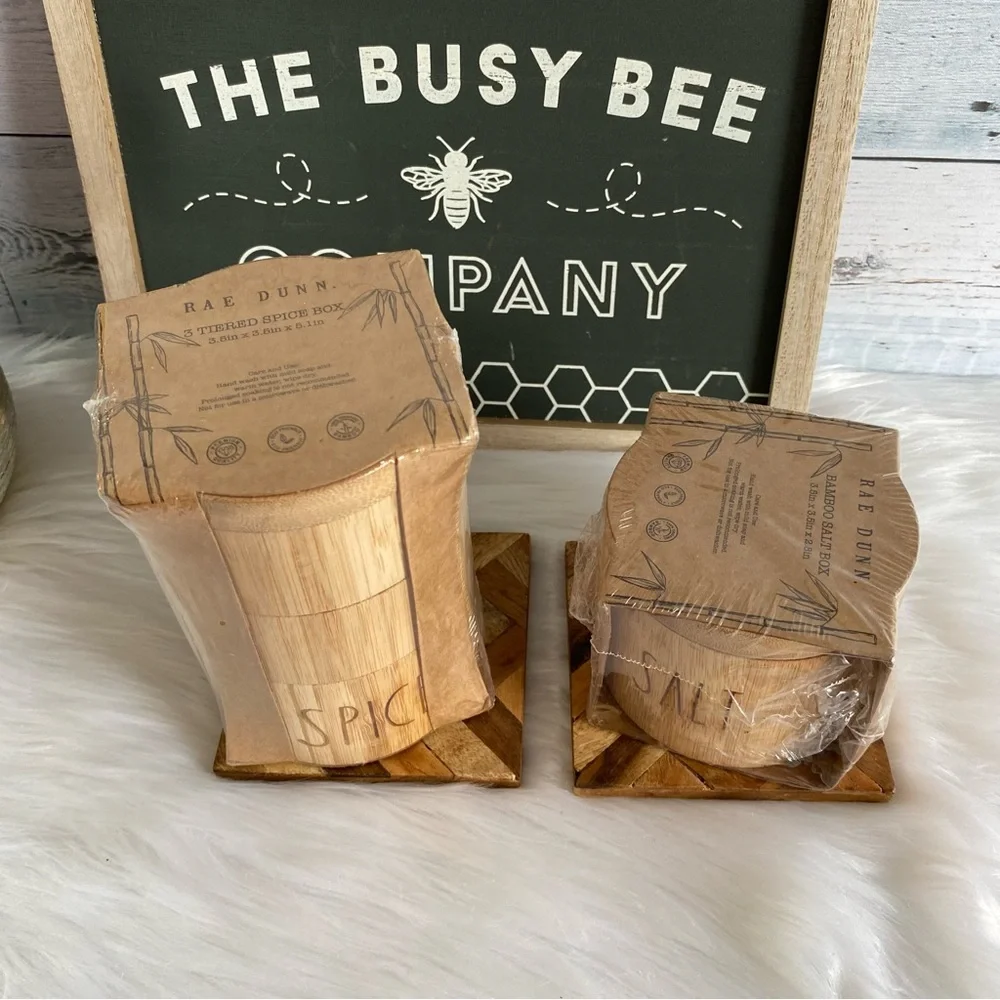 Rae Dunn Bamboo Spice & Salt Cellar Kitchen Home